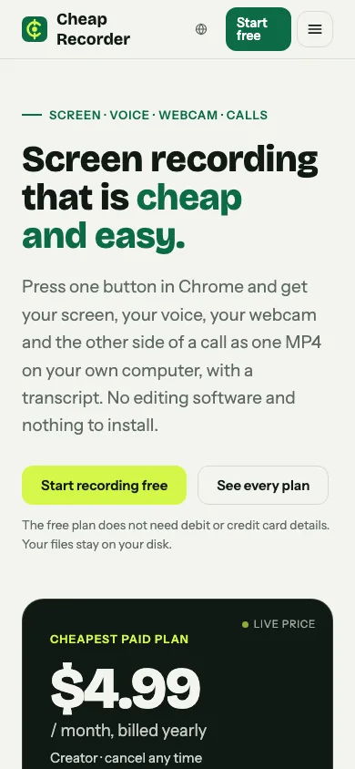 Cheap Recorder on phone